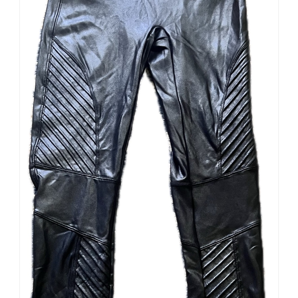 Spanx black  Faux Leather Pants with Quilted Detail